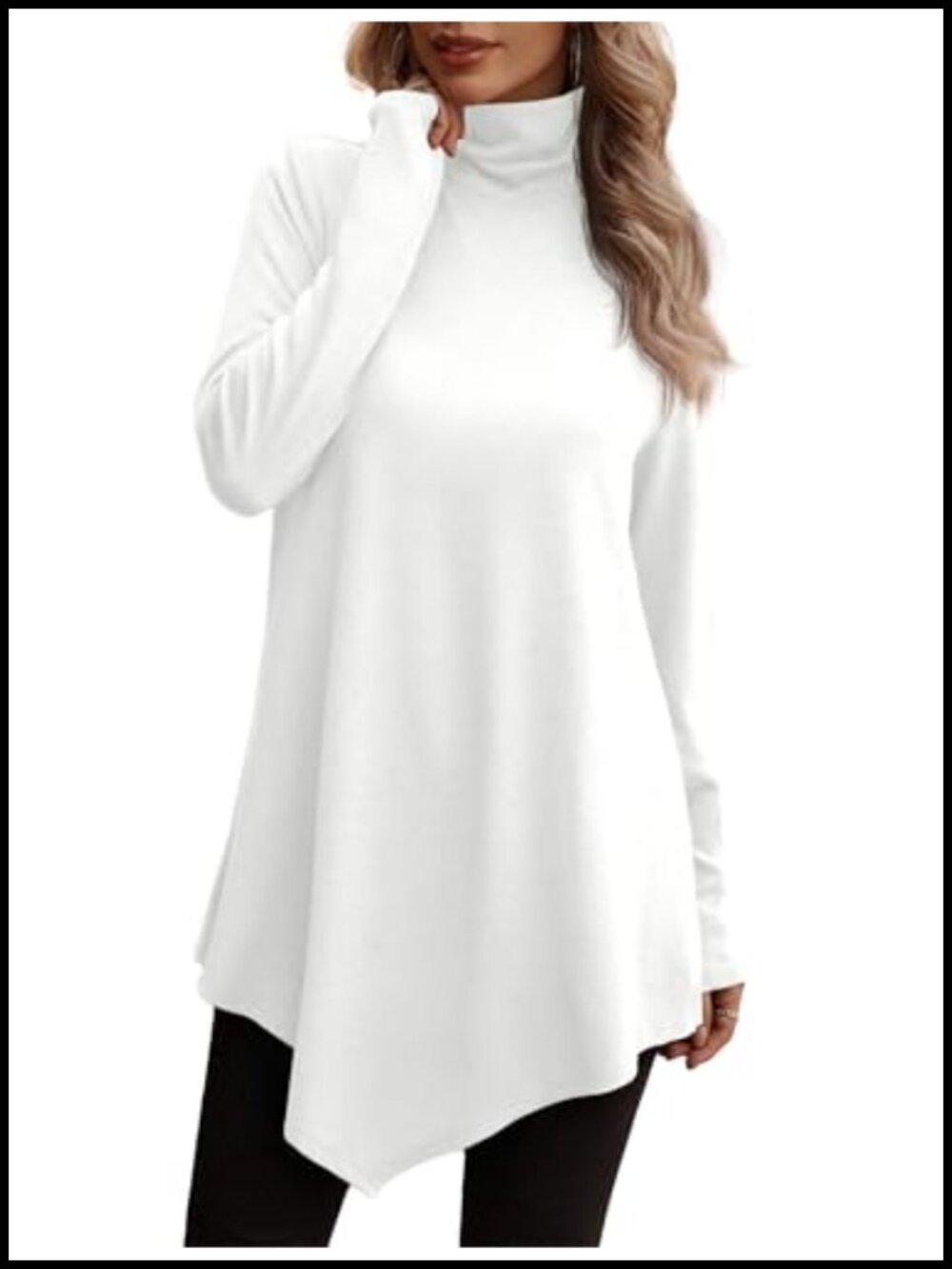 Women's Flowy Long Sleeve Tunic Top Turtle Neck Fall Sweatshirt